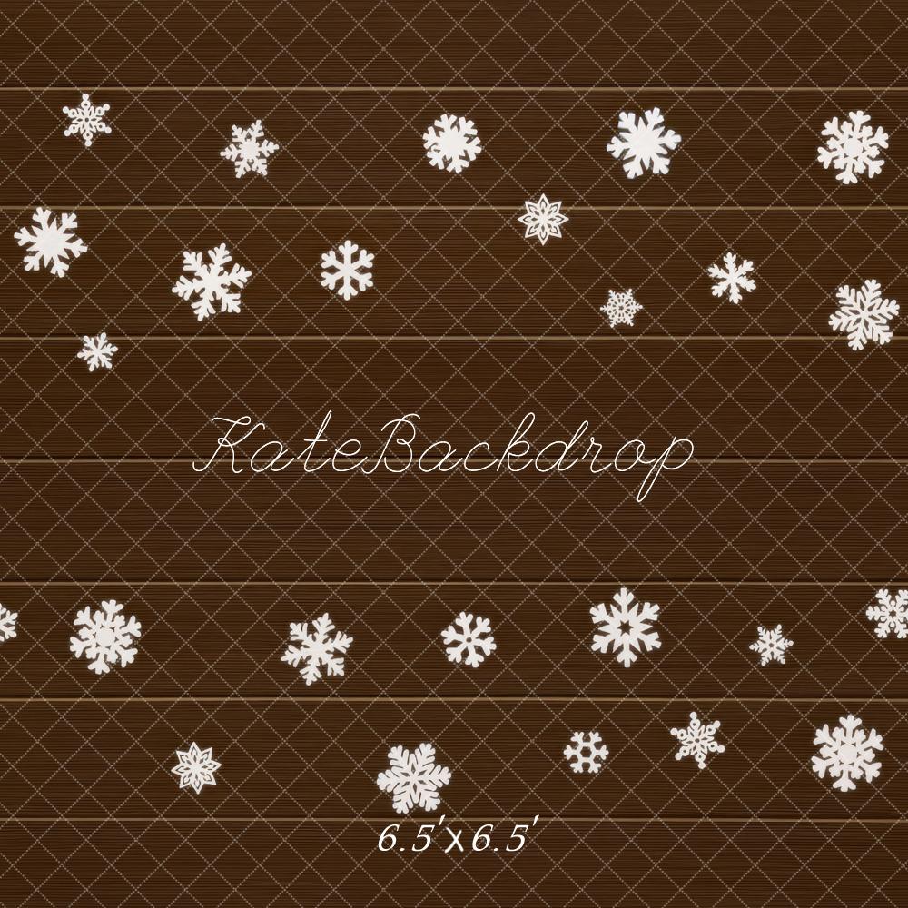 Kate Snowflakes Brown Floor Backdrop Designed by Mini MakeBelieve