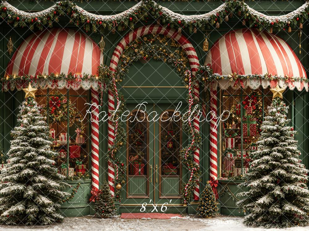 Kate Christmas Shop Window Candy Cane Backdrop Designed by Emetselch -UK