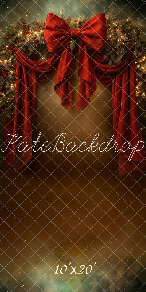 Kate Christmas Garland Red Bow Drapes Backdrop Designed by Chain Photography -UK