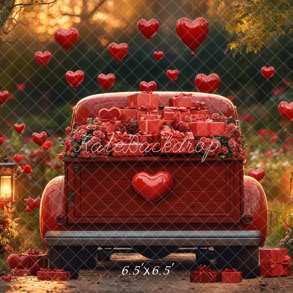 Kate Valentine Truck Gifts Red Roses Hearts Backdrop Designed by Emetselch