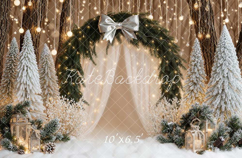 Kate Christmas Arch Snowy Trees Lanterns Backdrop Designed by Emetselch -UK