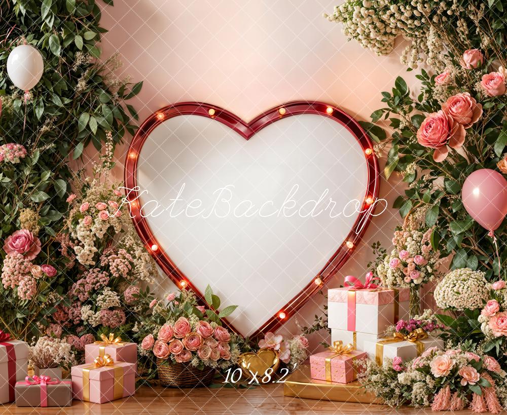 Kate Valentine Heart Balloons Rose Presents Backdrop Designed by Emetselch