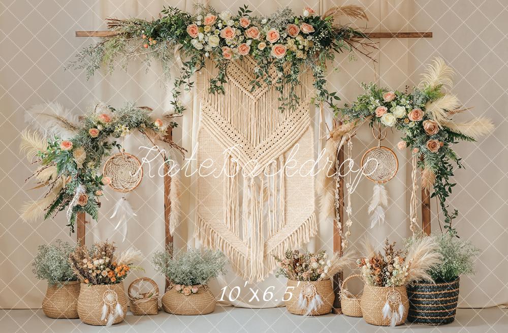 Kate Boho Macrame Dreamcatcher Floral Backdrop Designed by Emstselch