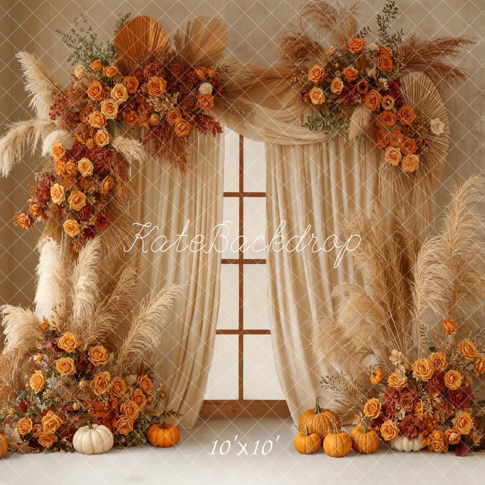 Kate Autumn Garland Pampas Pumpkins Backdrop Designed by Emetselch -UK