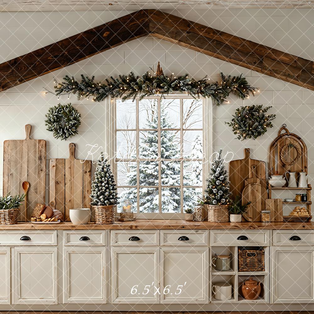Kate Christmas Kitchen Window Garland Backdrop Designed by Emetselch