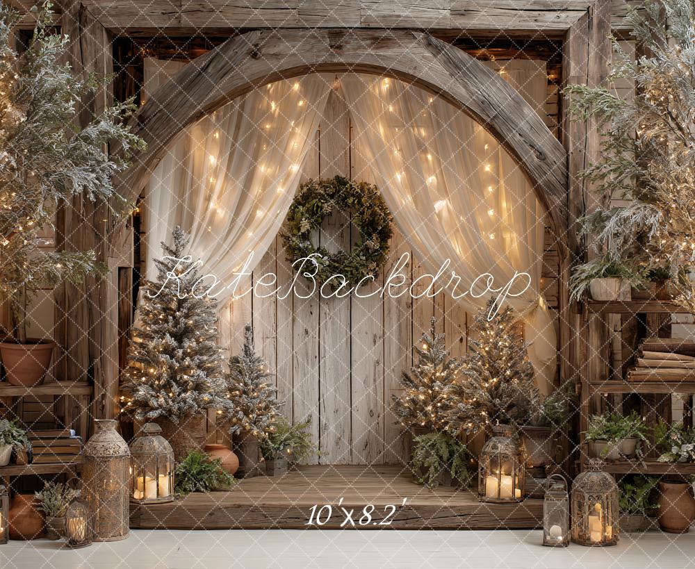 Kate Christmas Wooden Arch Fairy Lights Backdrop Designed by Ashley Paul