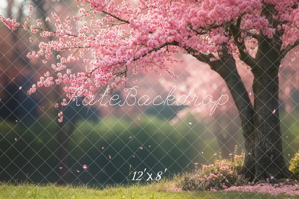 Kate Spring Pink Cherry Blossom Tree Floral Backdrop Designed by Emetselch