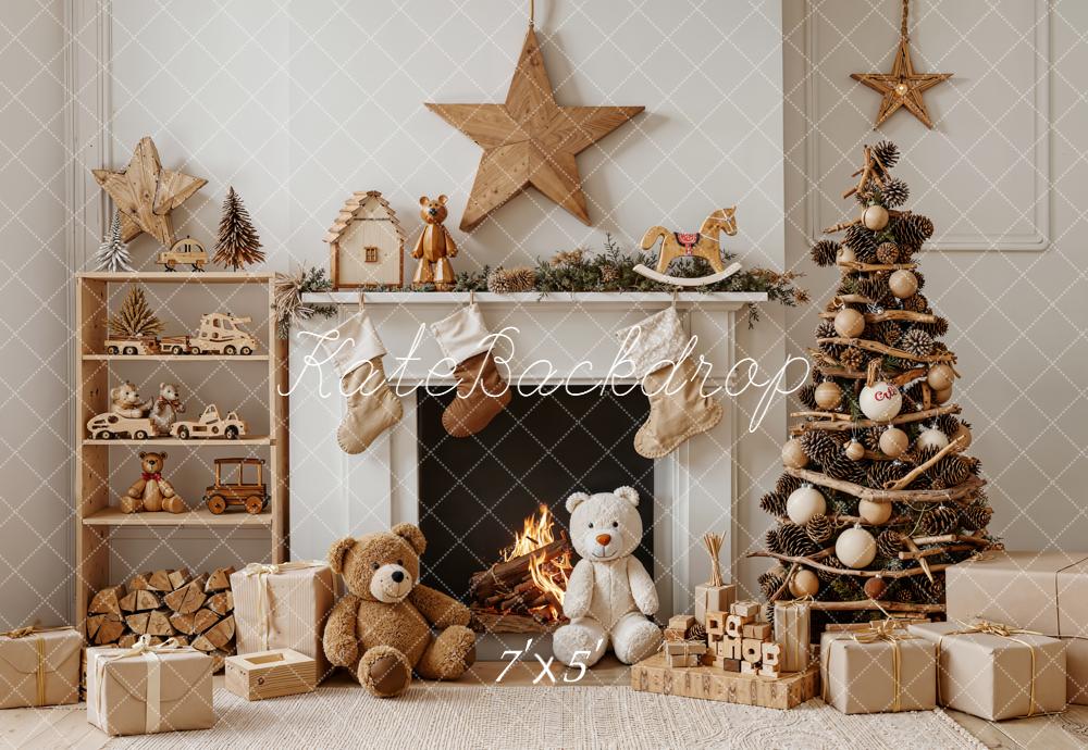 Kate Christmas Fireplace Tree Toys Backdrop Designed by Emetselch -UK
