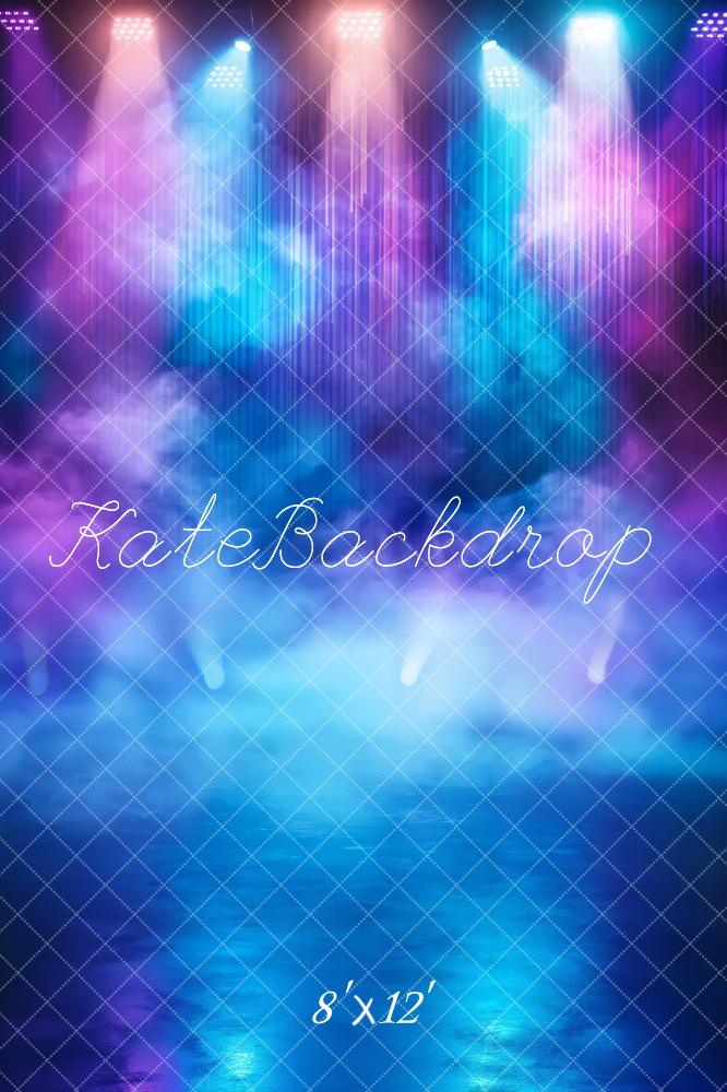 Kate Stage Lights Mist Blue Purple Fleece Backdrop Designed by Emetselch -UK