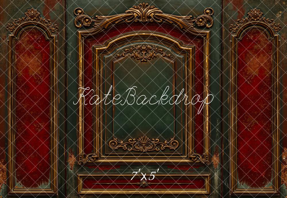 Kate Vintage Ornate Wall Red Green Backdrop Designed by Emetselch -UK