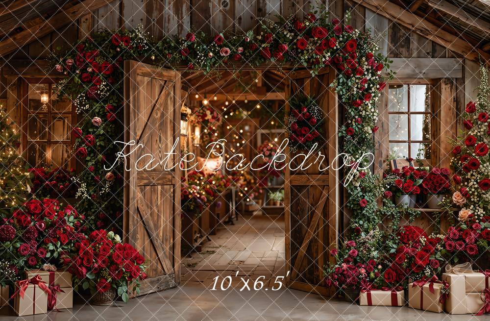 Kate Valentine Roses Wooden Cabin Roses Backdrop Designed by Emetselch