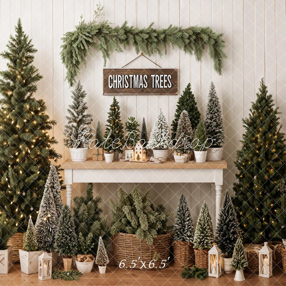 Kate Christmas Trees Lanterns Greenery Backdrop Designed by Emetselch