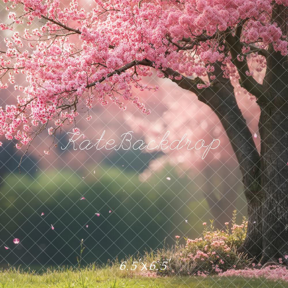 Kate Spring Pink Cherry Blossom Tree Floral Backdrop Designed by Emetselch