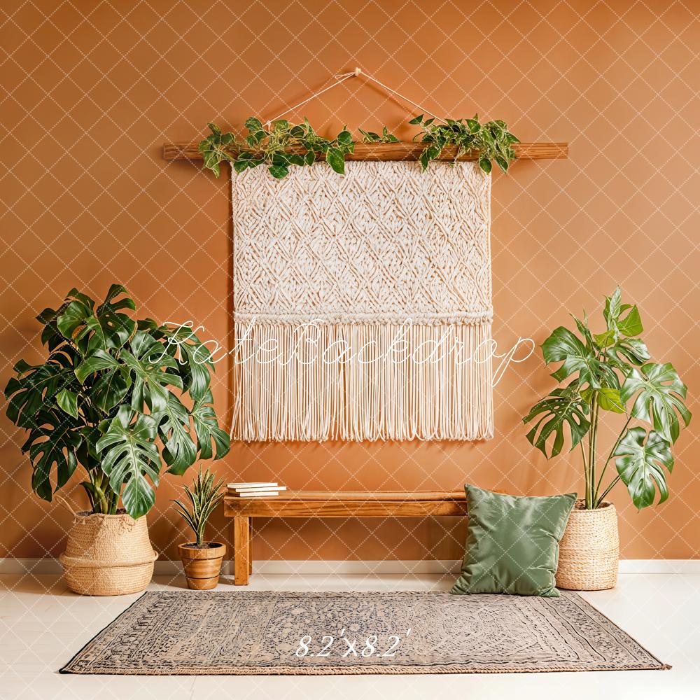 Kate Boho Macrame Bench Green Plants Backdrop Designed by Emstselch