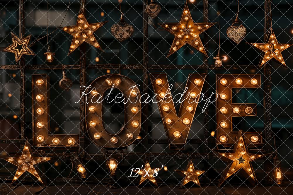 Kate Love Marquee Letters Hanging Stars Fleece Backdrop Designed by Emetselch -UK