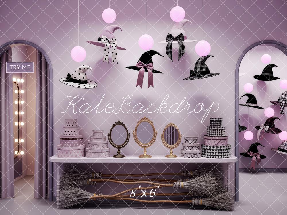 Kate Halloween Witch Hats Brooms Mirrors Backdrop Designed by Patty Robert