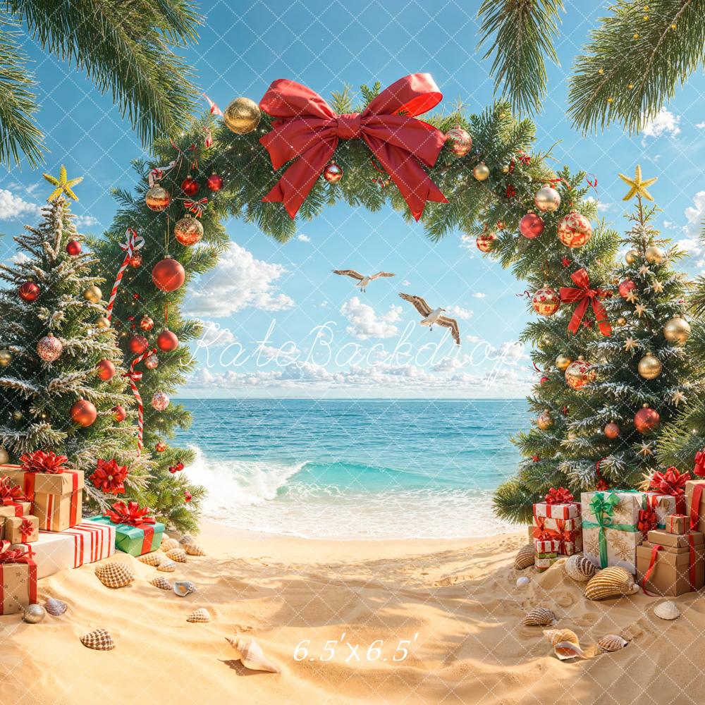 Kate Christmas Beach Arch Tree Presents Backdrop Designed by Emetselch