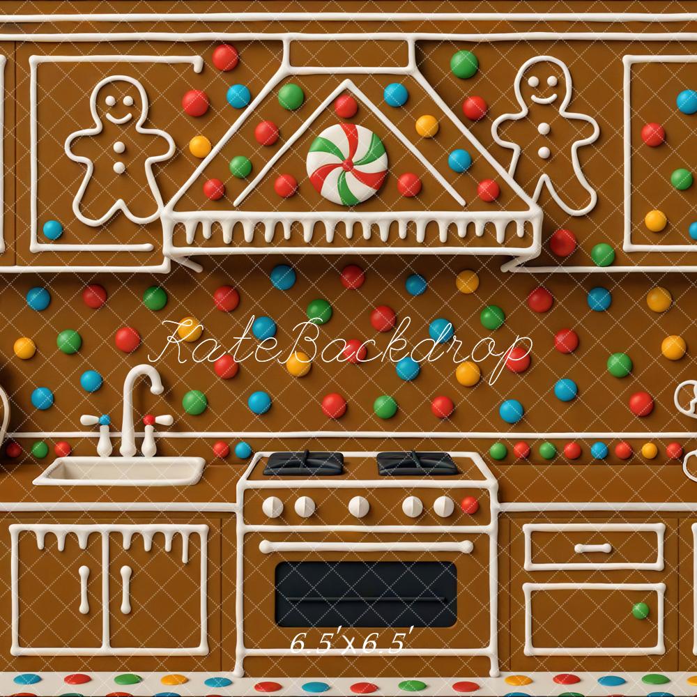 Kate Christmas Gingerbread Kitchen Biscuits Backdrop Designed by Mini MakeBelieve -UK