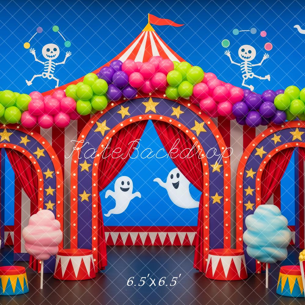 Kate Halloween Circus Ghosts Skeletons Balloons Backdrop Designed by Patty Robert