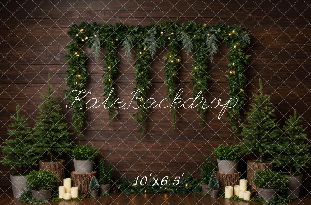 Kate Christmas Garland Candles Wood Texture Backdrop Designed by Patty Robert
