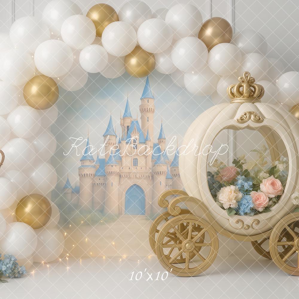 Kate Fairy Fantasy Castle Carriage Florals Balloons Backdrop Designed by Ashley Paul -UK
