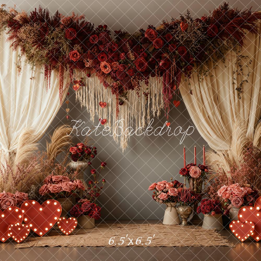 Kate Valentine Roses Garland Candles Backdrop Designed by Emetselch -UK