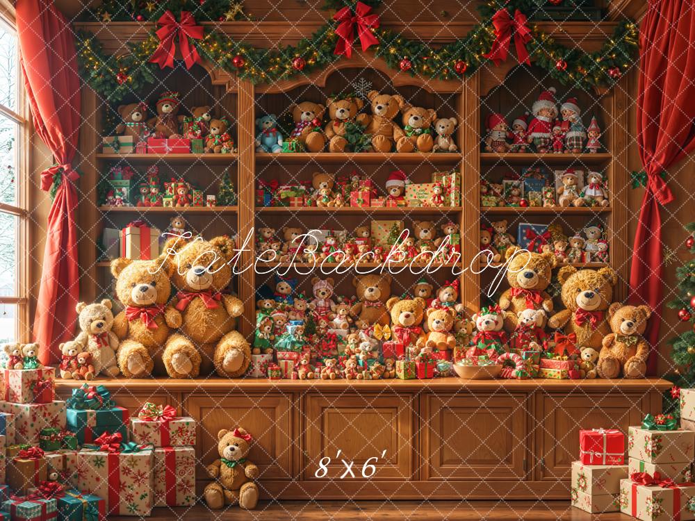 Kate Christmas Teddy Bears Cabinet Fleece Backdrop Designed by Emetselch -UK