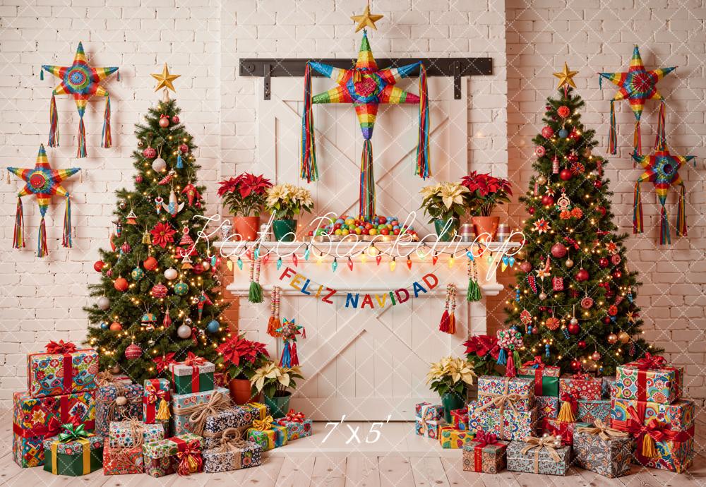 Kate Christmas Piñata Trees Presents Colourful Backdrop Designed by Emetselch -UK
