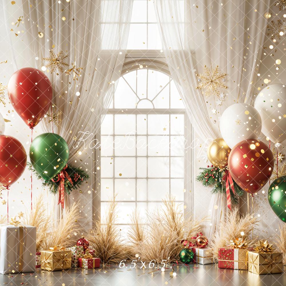 Kate Christmas Balloons Presents Window Backdrop Designed by Emetselch -UK
