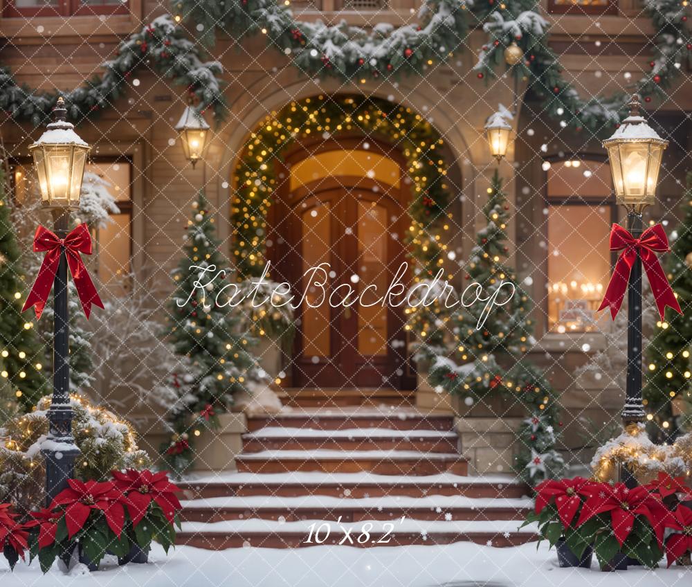 Kate Christmas Lanterns Wreath Garland Fleece Backdrop Designed by Emetselch -UK