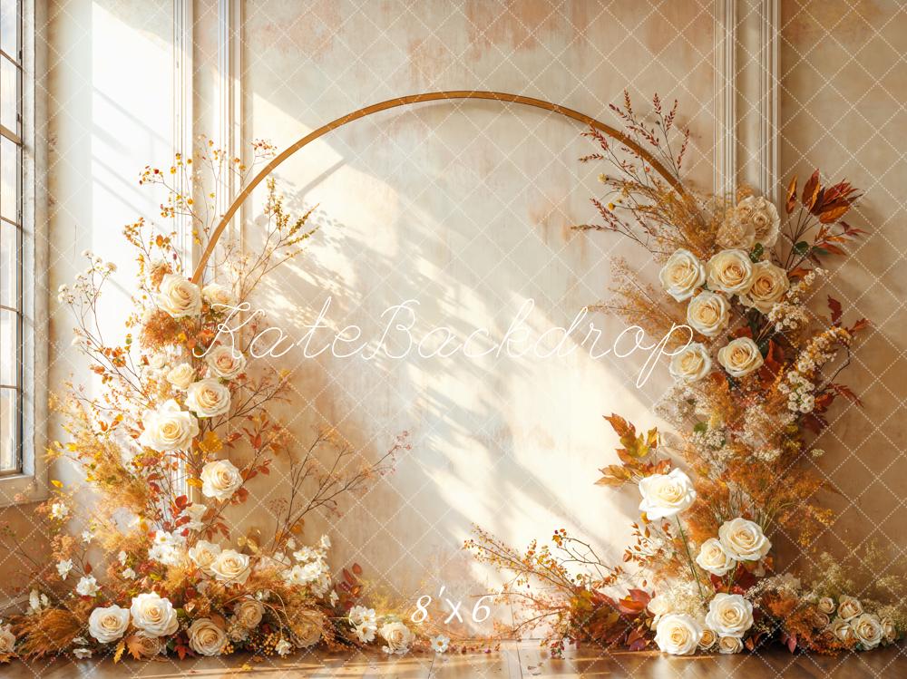 Kate Flower Arch Autumn Sunshine Fleece Backdrop Designed by Emetselch