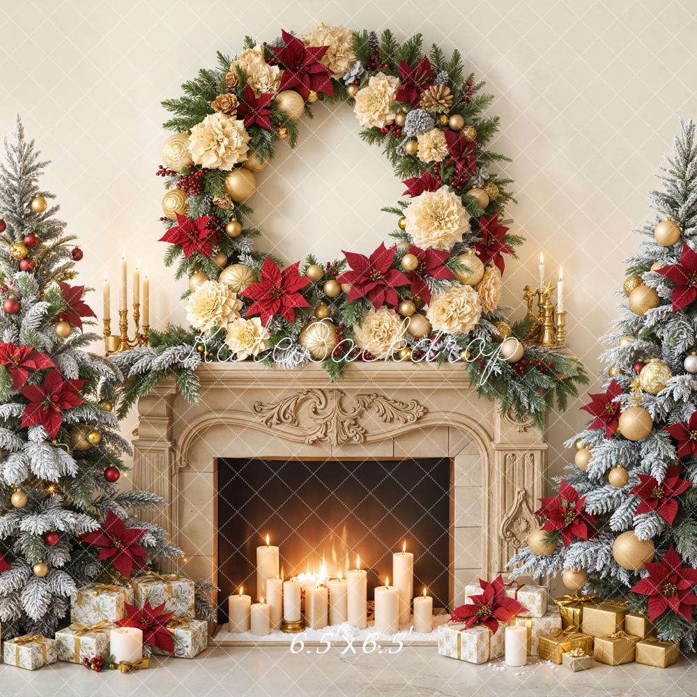 Kate Christmas Fireplace Garland Candle Trees Backdrop Designed by Emetselch -UK
