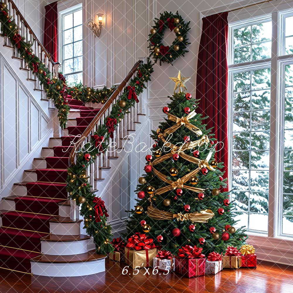 Kate Christmas Tree Staircase Presents Backdrop Designed by Mini MakeBelieve -UK