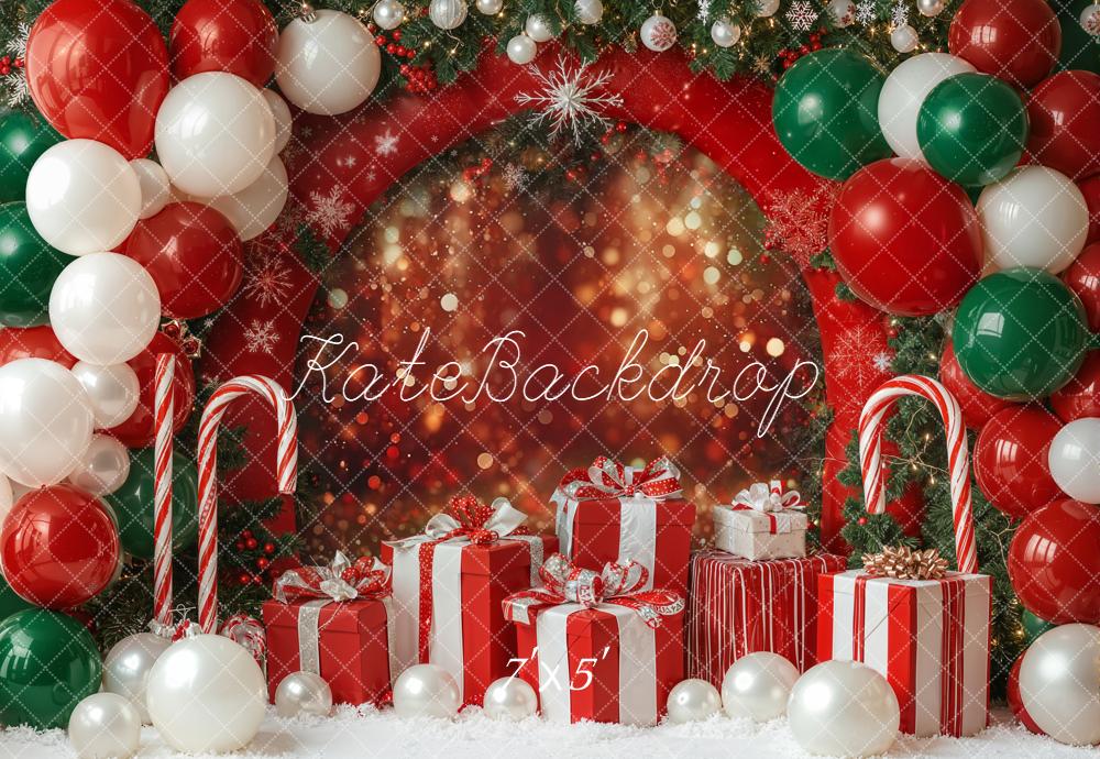 Kate Christmas Bokeh Balloons Gifs Candy Canes Backdrop Designed by Emetselch -UK