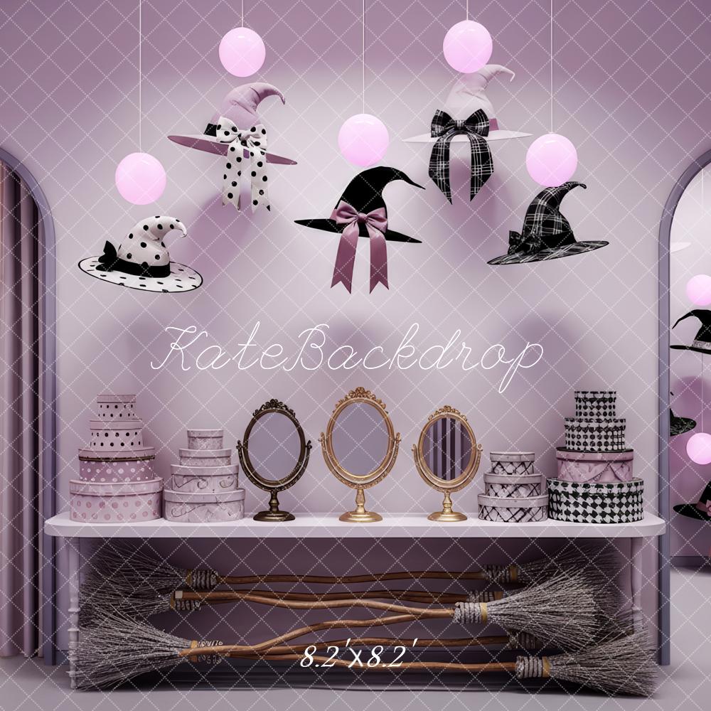 Kate Halloween Witch Hats Brooms Mirrors Backdrop Designed by Patty Robert