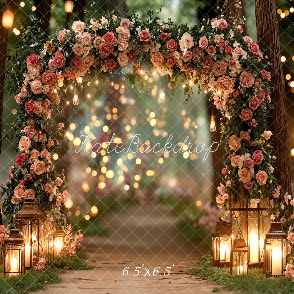 Kate Floral Arch Lanterns Forest Path Backdrop Designed by Emetselch