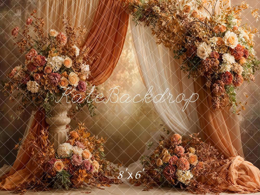Kate Autumn Flower Drapes Fleece Backdrop Designed by Emetselch