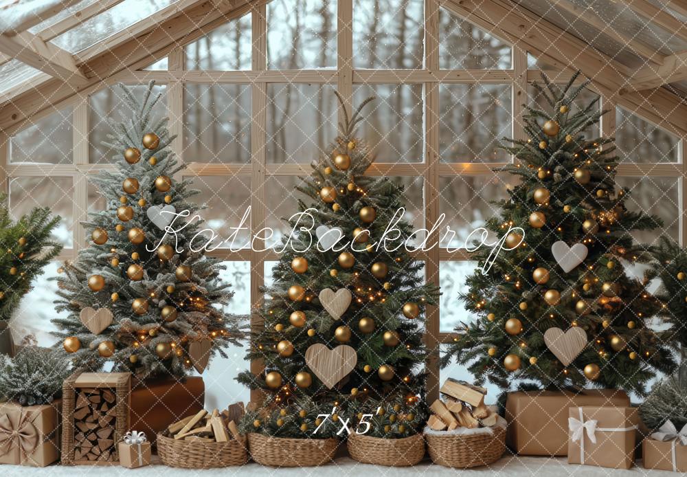 Kate Christmas Trees Presents Firewood House Backdrop Designed by Mini MakeBelieve -UK