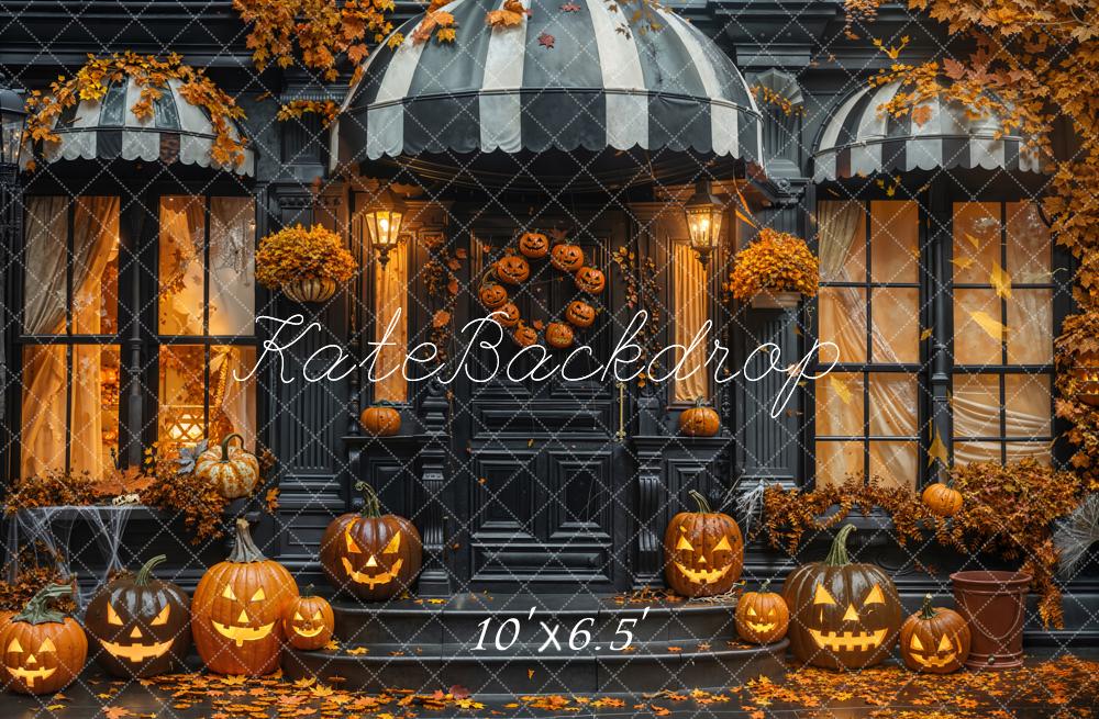 Kate Halloween Pumpkins Doorway Fleece Backdrop Designed by Emetselch