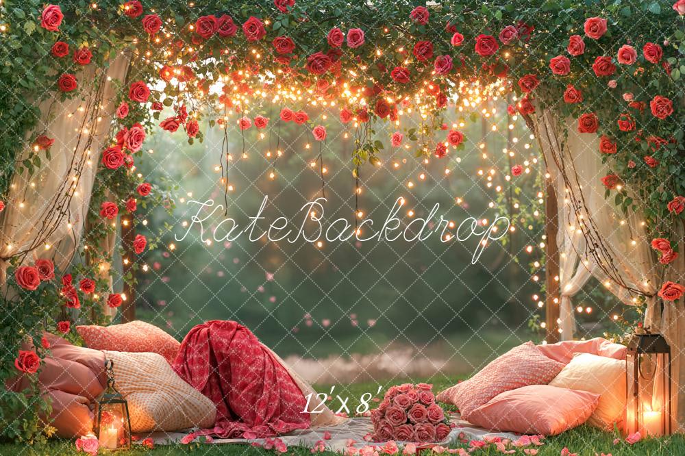 Kate Valentine Fairy Lights Cushions Fleece Backdrop Designed by Emetselch -UK