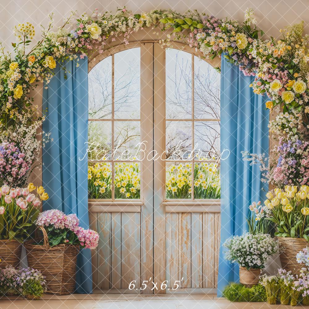 Kate Spring Floral Arch Window Pastel Backdrop Designed by Emetselch