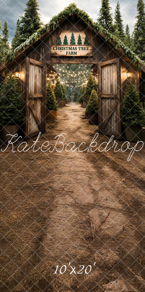 Kate Christmas Tree Farm Wooden Arch Trees Backdrop Designed by Emetselch -UK