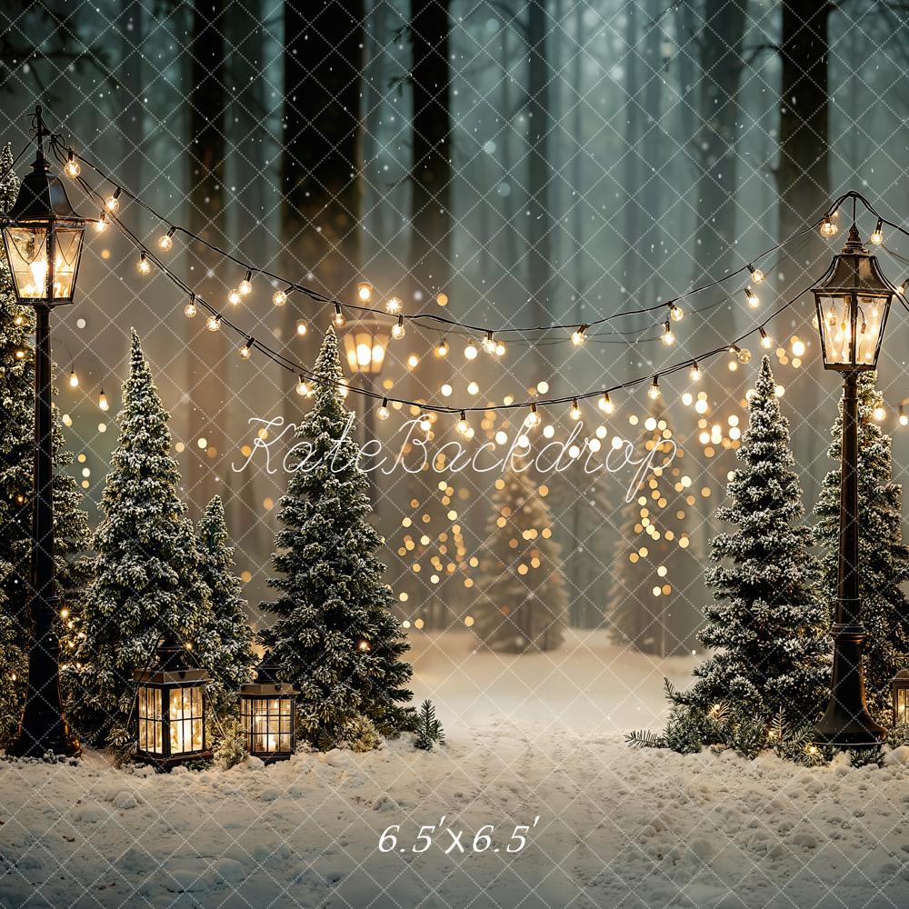 On Sale Kate Christmas Snowy Trees Lamp Fairy Lights Backdrop Designed by Emetselch