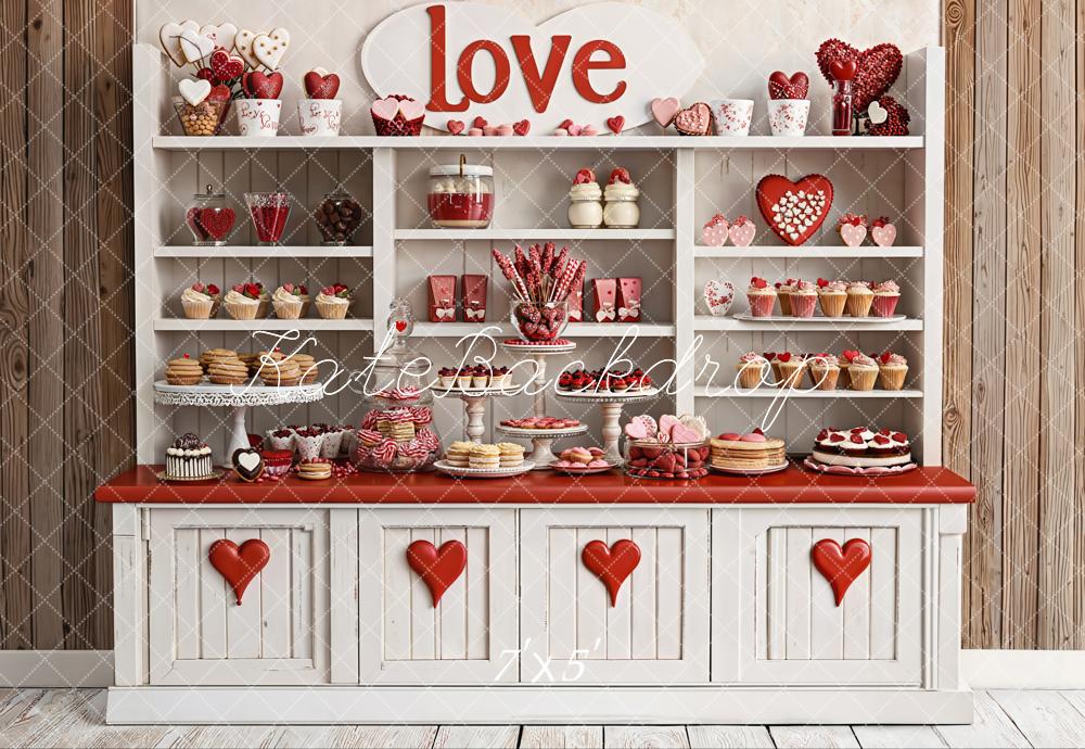 Kate Valentine's Day Sweets Cabinet Red Hearts Backdrop Designed by Emetselch