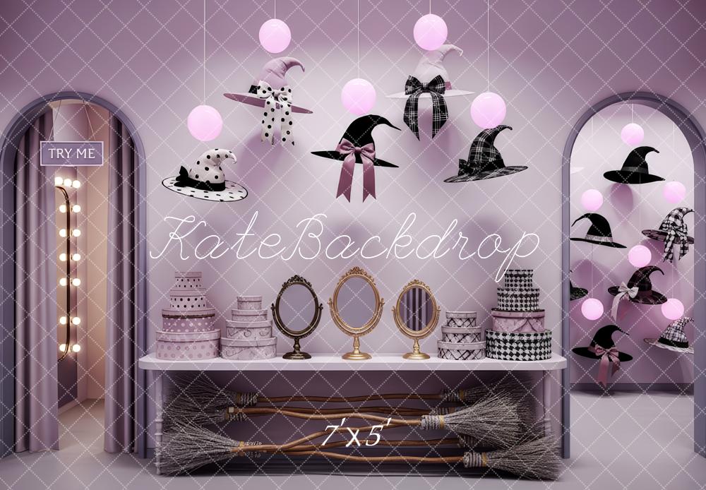 Kate Halloween Witch Hats Brooms Mirrors Backdrop Designed by Patty Robert
