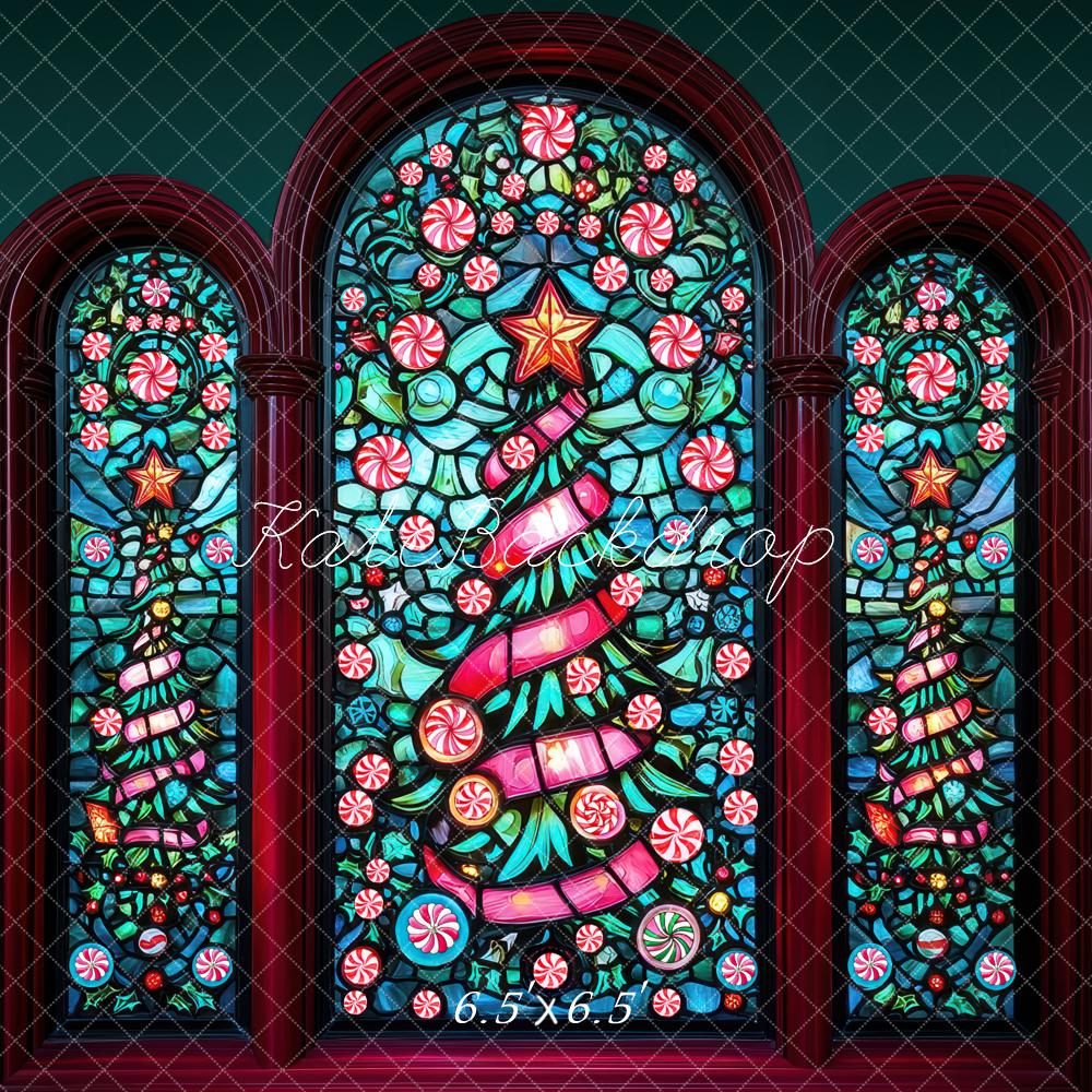 Kate Christmas Stained Glass Trees Backdrop Designed by Mini MakeBelieve -UK
