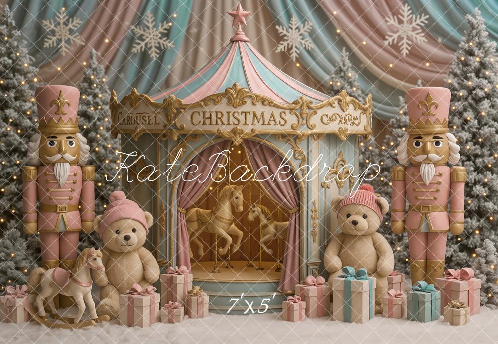 Kate Christmas Carousel Nutcracker Teddy Gifts Backdrop Designed by Ashley Paul -UK