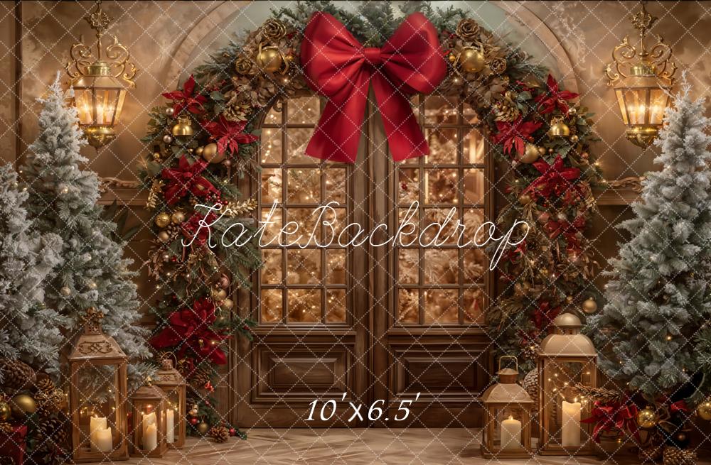 Kate Christmas Floral Arch Lantern Trees Backdrop Designed by Emetselch -UK