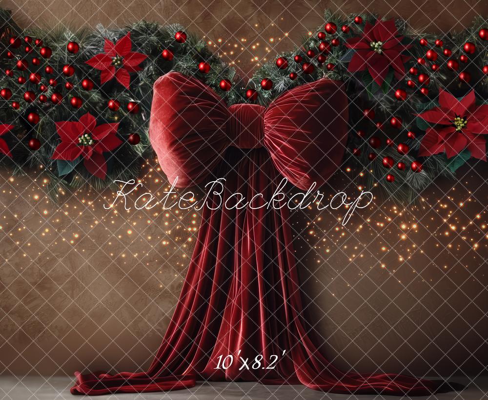 Kate Christmas Red Bow Garland Backdrop Designed by Mini MakeBelieve -UK