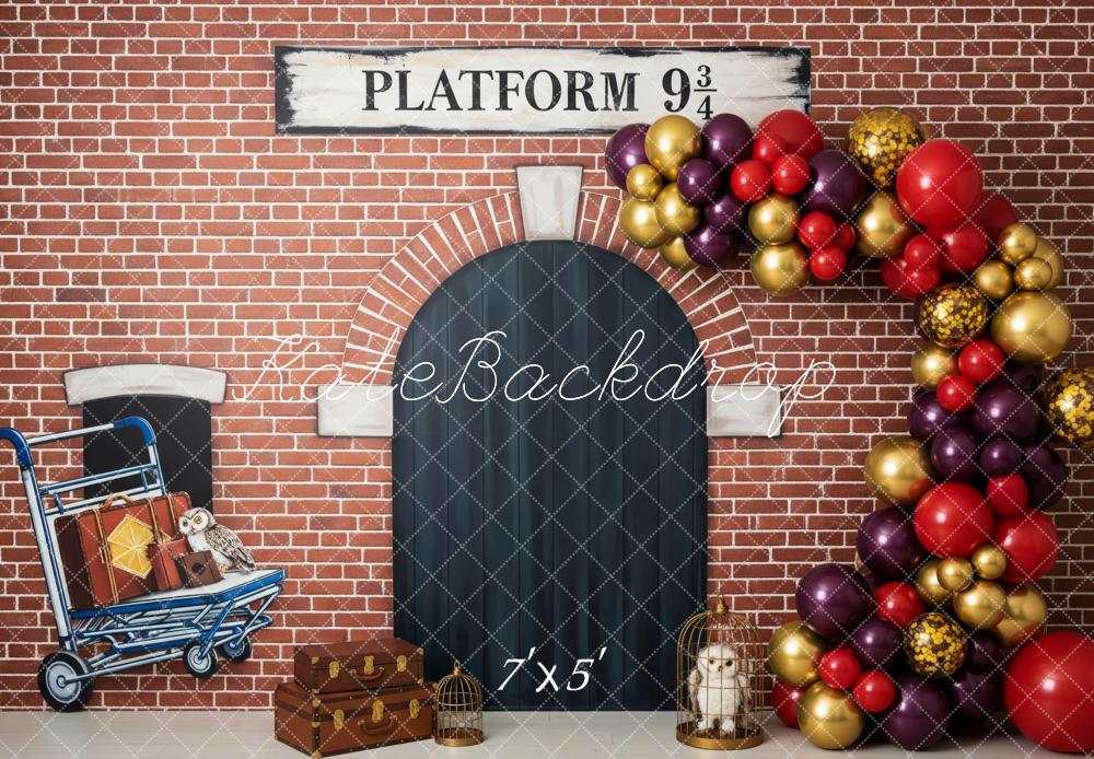 Kate Halloween Brick Wall Arch Luggage Owl Backdrop Designed by Patty Robert
